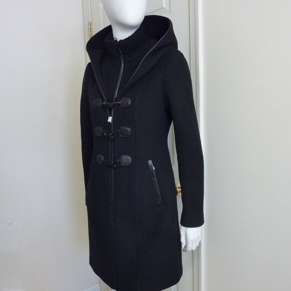 Mackage Rosalie-O Leather Trim Wool Blend Coat with Toggle and Zip Off Hood - Picture 6 of 10